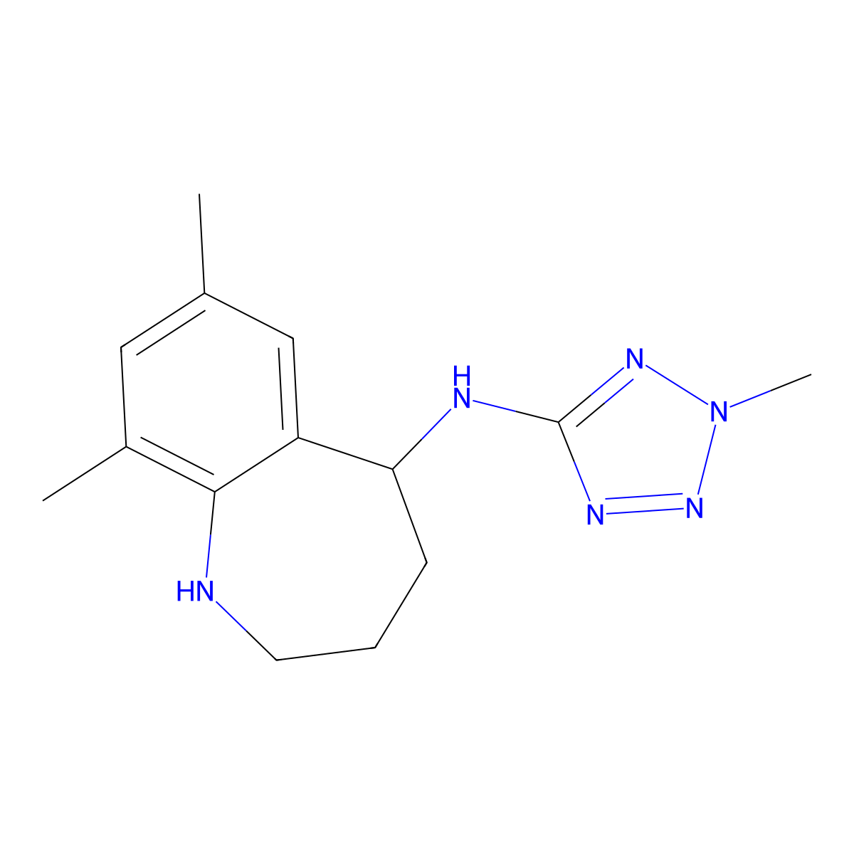 7,9-dimethyl-N-(2-methyl-2H-tetrazol-5-yl)-2,3,4,5-tetrahydro-1H-benzo[b]azepin-5-amine molecular structure, CAS 1259393-33-3
