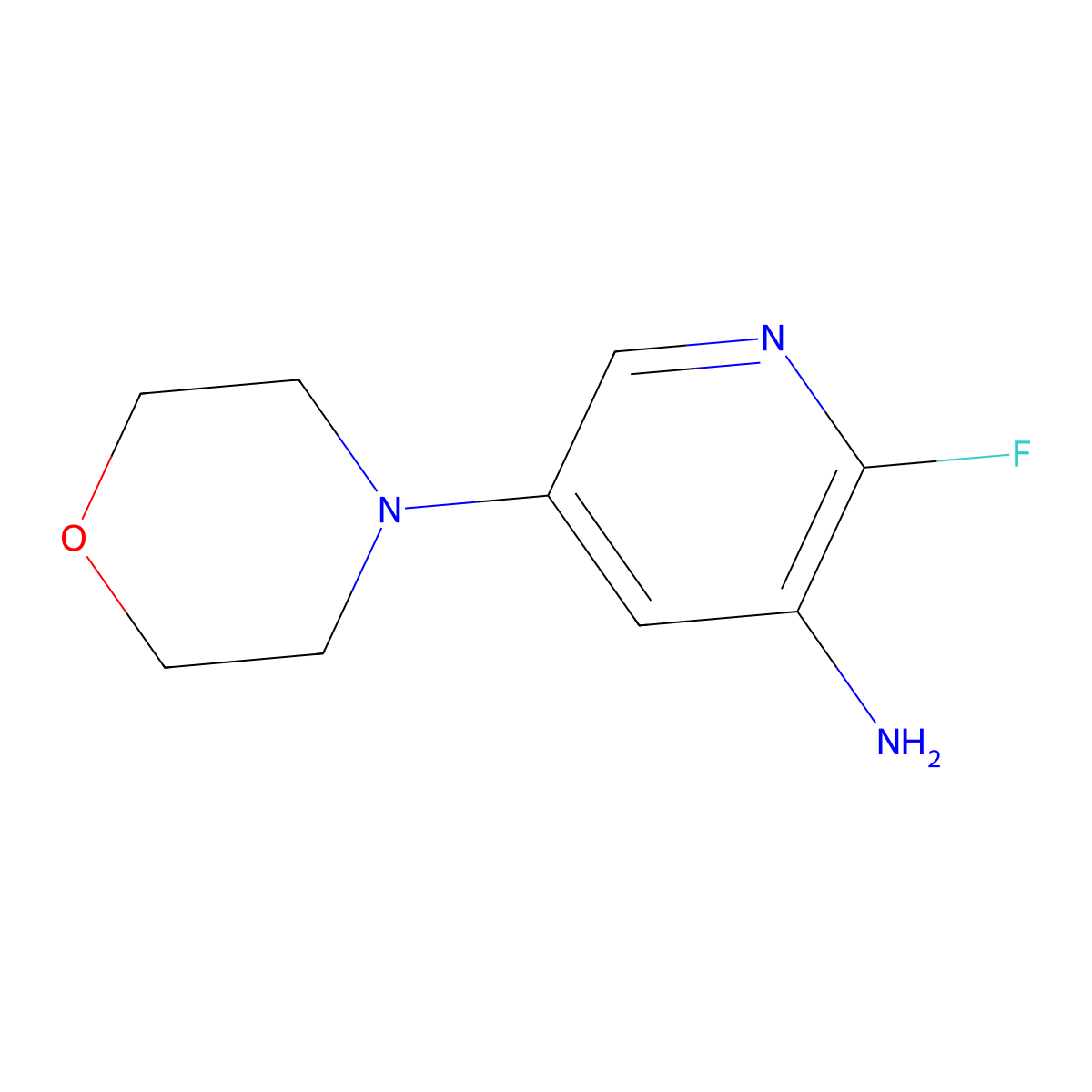 2-Fluoro-5-morpholinopyridin-3-amine molecular structure, CAS 1259440-42-0
