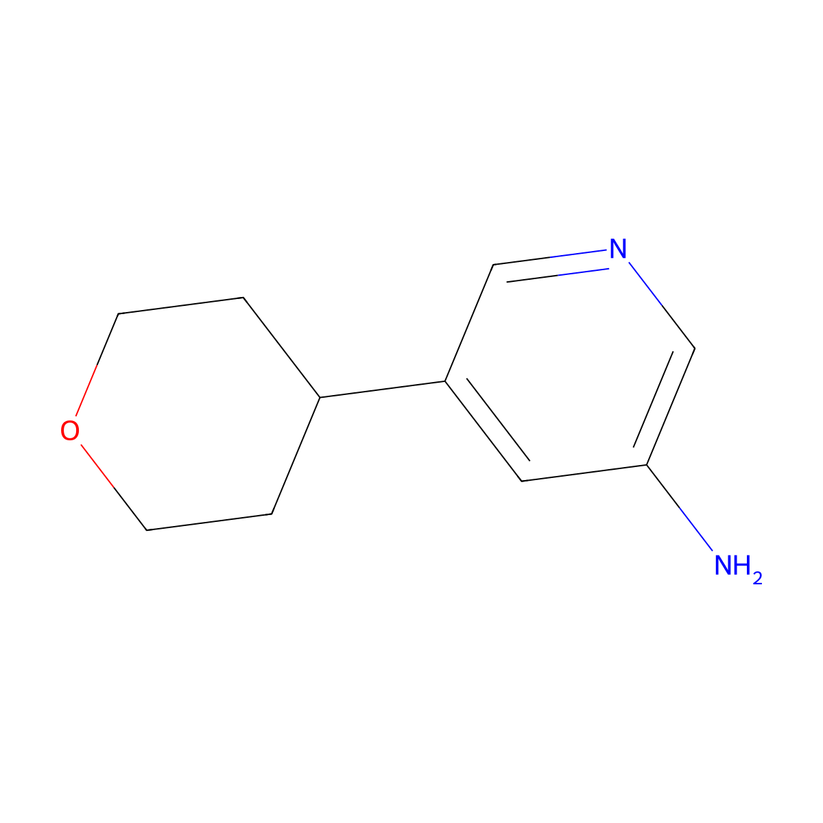 5-(tetrahydro-2H-pyran-4-yl)pyridin-3-amine molecular structure, CAS 1259442-70-0