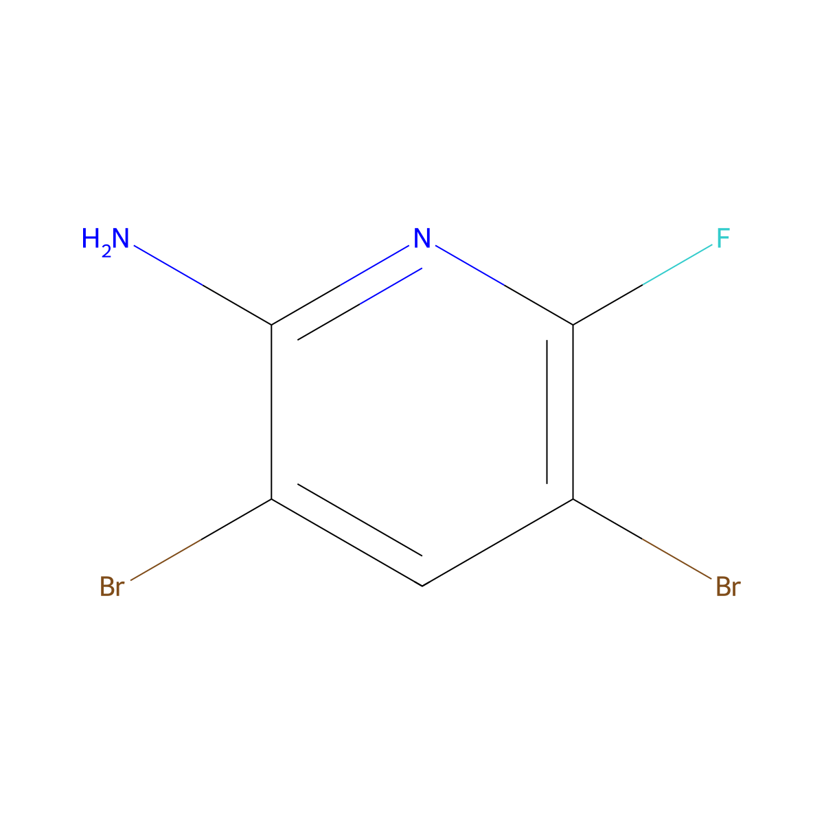 3,5-Dibromo-6-fluoropyridin-2-amine molecular structure, CAS 1259477-39-8
