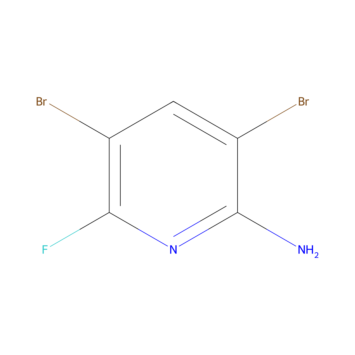 3,5-Dibromo-6-fluoropyridin-2-amine molecular structure, CAS 1259477-39-8