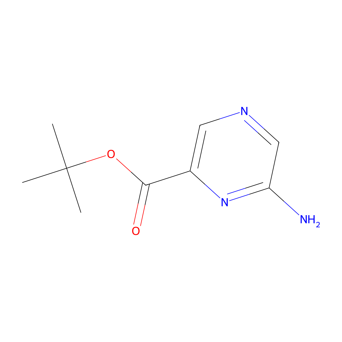 Tert-butyl 6-aminopyrazine-2-carboxylate molecular structure, CAS 1259477-77-4