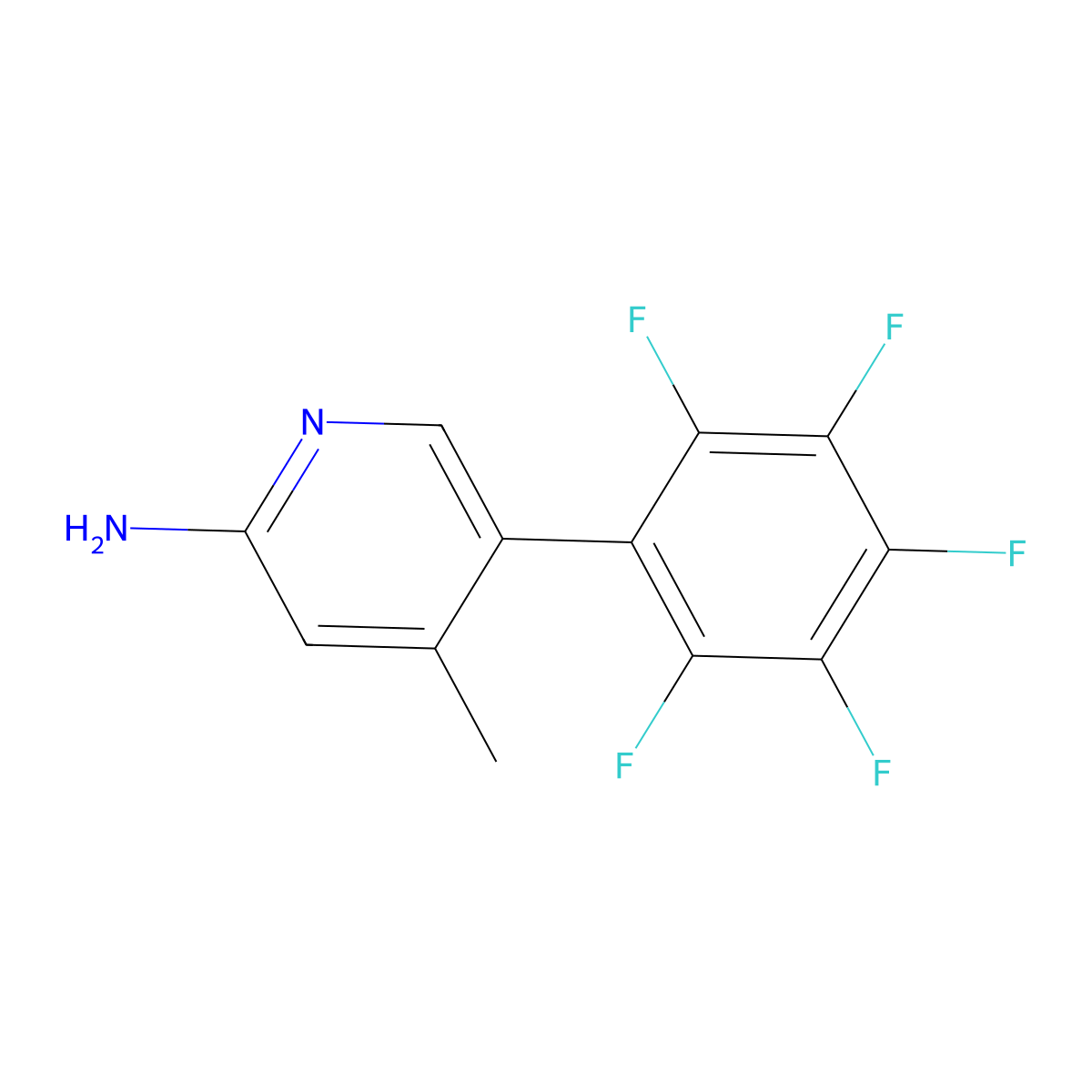 2-Amino-4-methyl-5-(perfluorophenyl)pyridine molecular structure, CAS 1259478-37-9