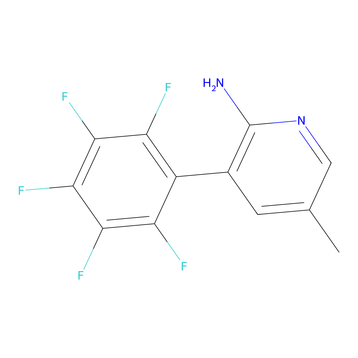 2-Amino-5-methyl-3-(perfluorophenyl)pyridine molecular structure, CAS 1259478-38-0