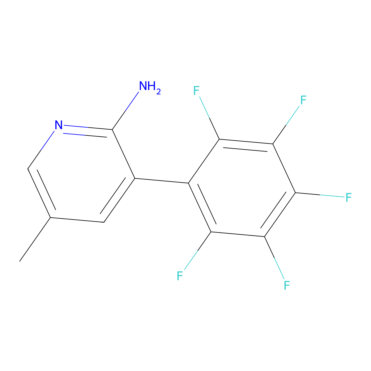 2-Amino-5-methyl-3-(perfluorophenyl)pyridine molecular structure, CAS 1259478-38-0