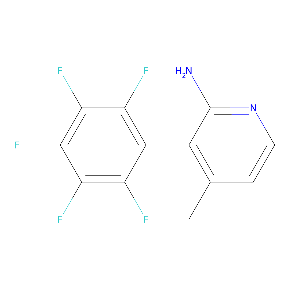 2-Amino-4-methyl-3-(perfluorophenyl)pyridine molecular structure, CAS 1259478-78-8