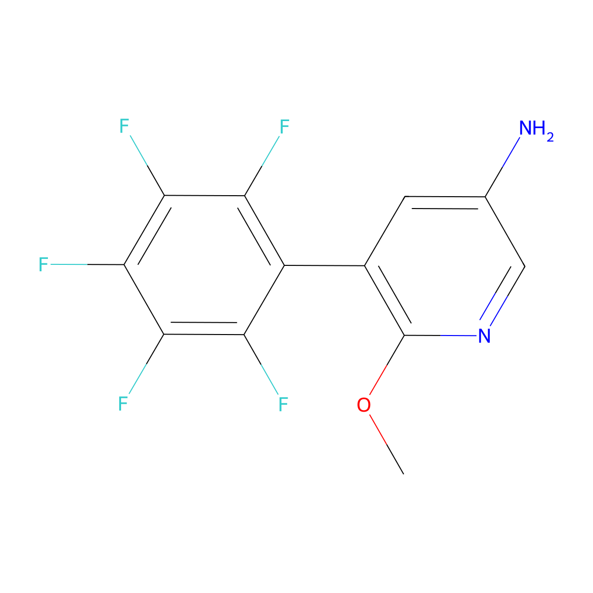 5-Amino-2-methoxy-3-(perfluorophenyl)pyridine molecular structure, CAS 1259478-99-3
