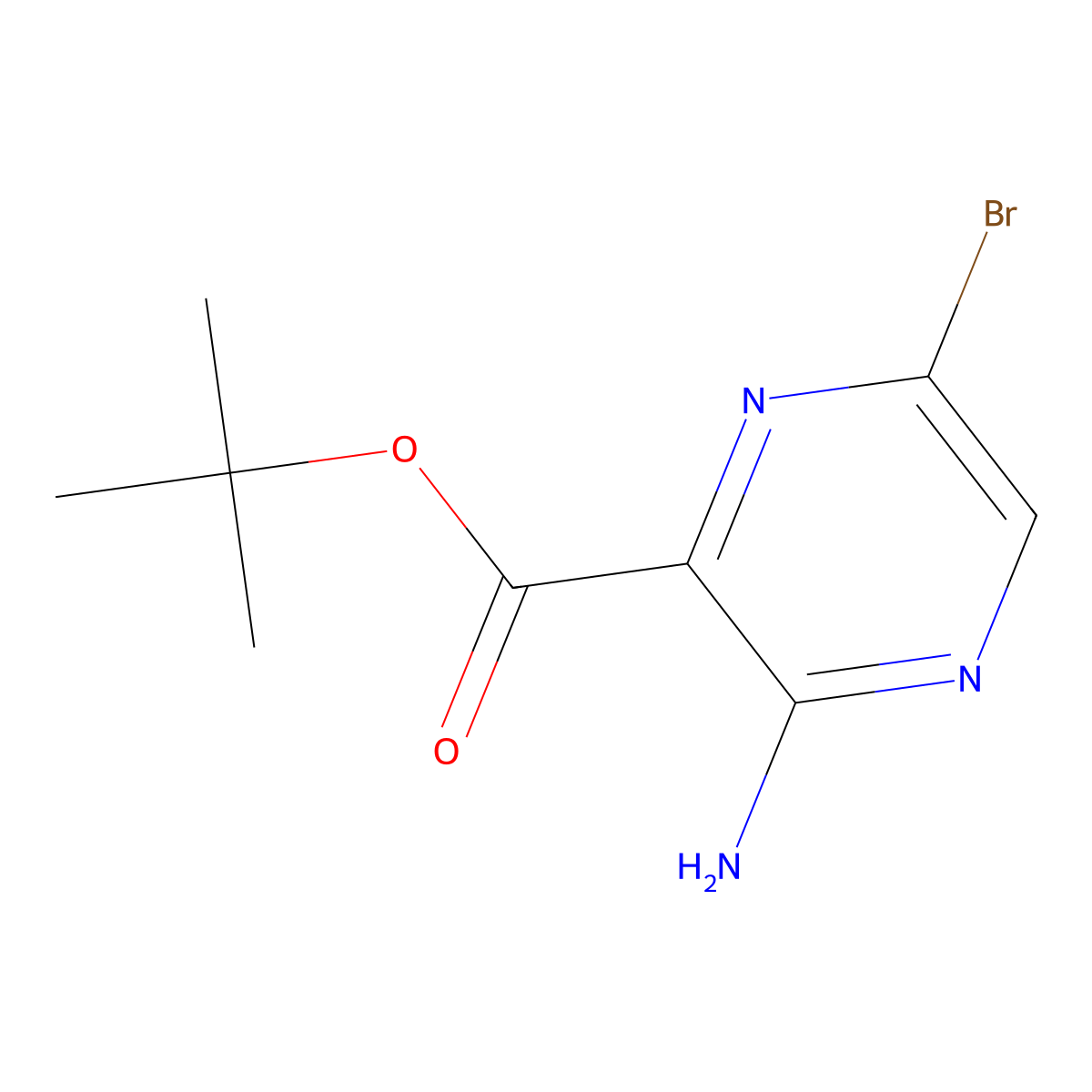 Tert-butyl 3-amino-6-bromopyrazine-2-carboxylate molecular structure, CAS 1259479-61-2