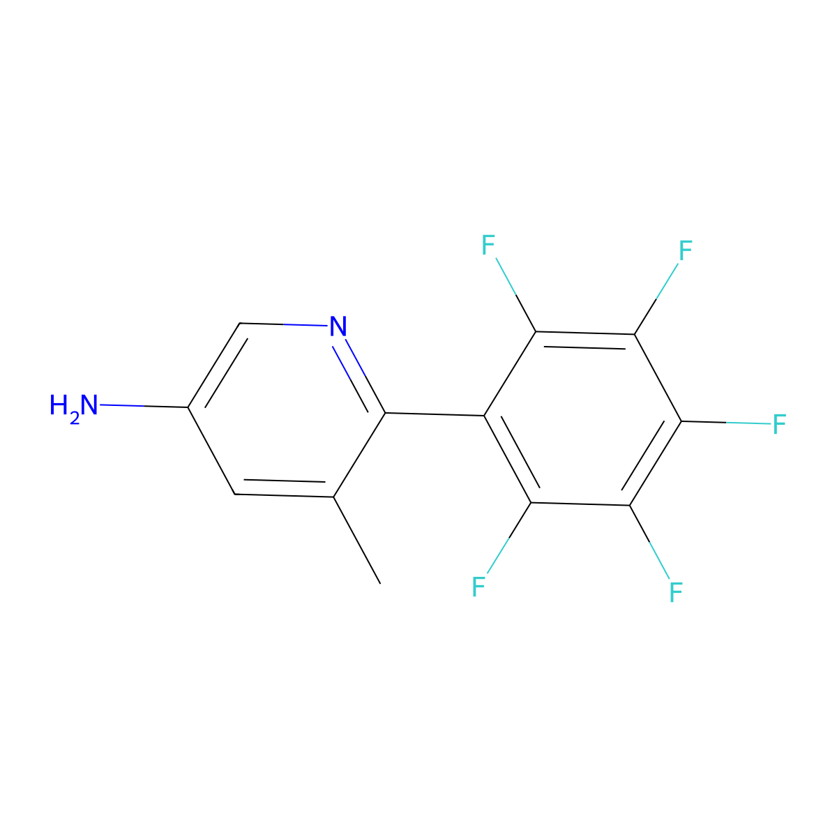 5-Amino-3-methyl-2-(perfluorophenyl)pyridine molecular structure, CAS 1259479-72-5
