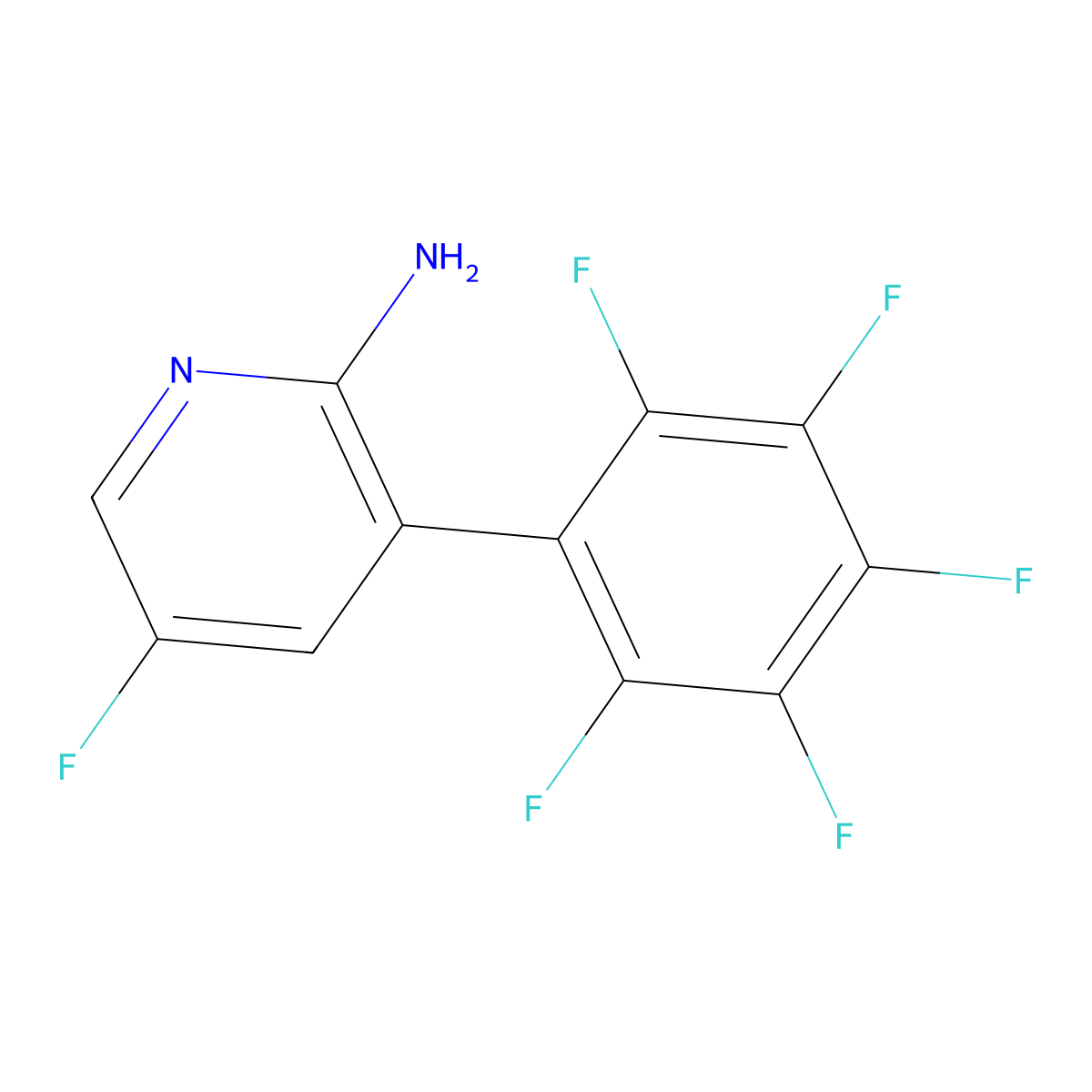 2-Amino-5-fluoro-3-(perfluorophenyl)pyridine molecular structure, CAS 1259479-89-4