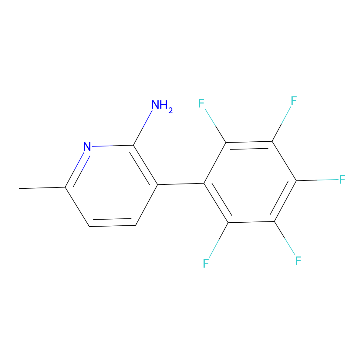 2-Amino-6-methyl-3-(perfluorophenyl)pyridine molecular structure, CAS 1259479-90-7