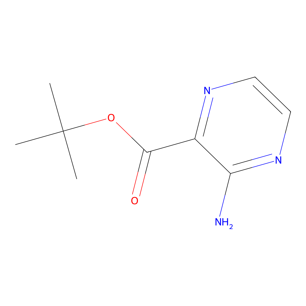 Tert-butyl 3-aminopyrazine-2-carboxylate molecular structure, CAS 1259480-21-1