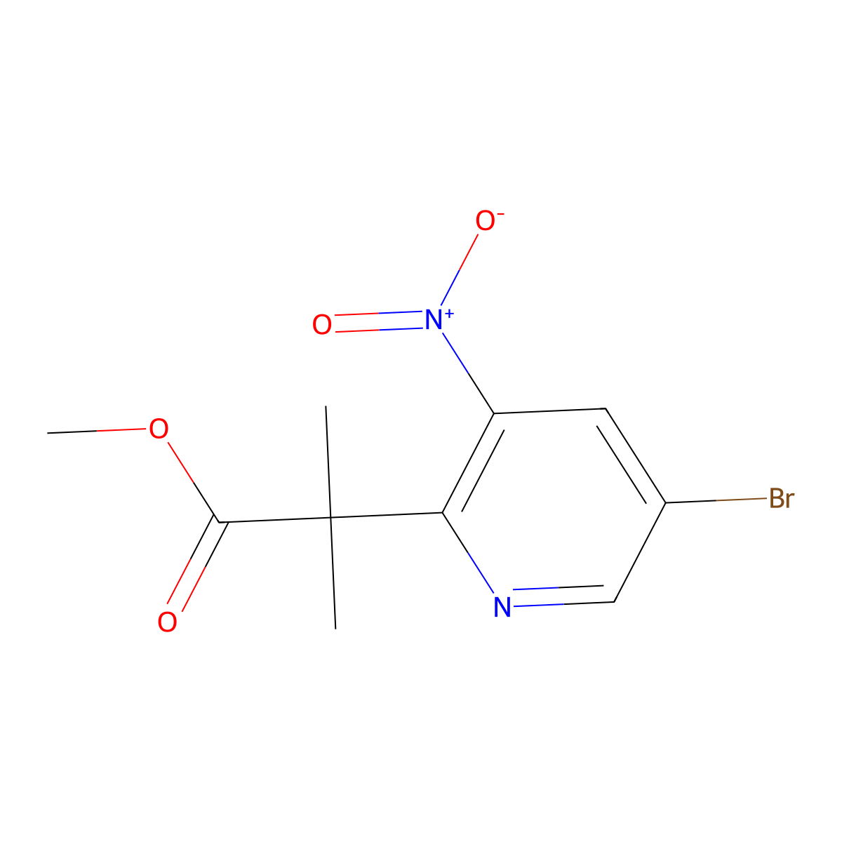 2-Pyridineacetic acid, 5-bromo-alpha,alpha-dimethyl-3-nitro-, methyl ester molecular structure, CAS 1259512-10-1