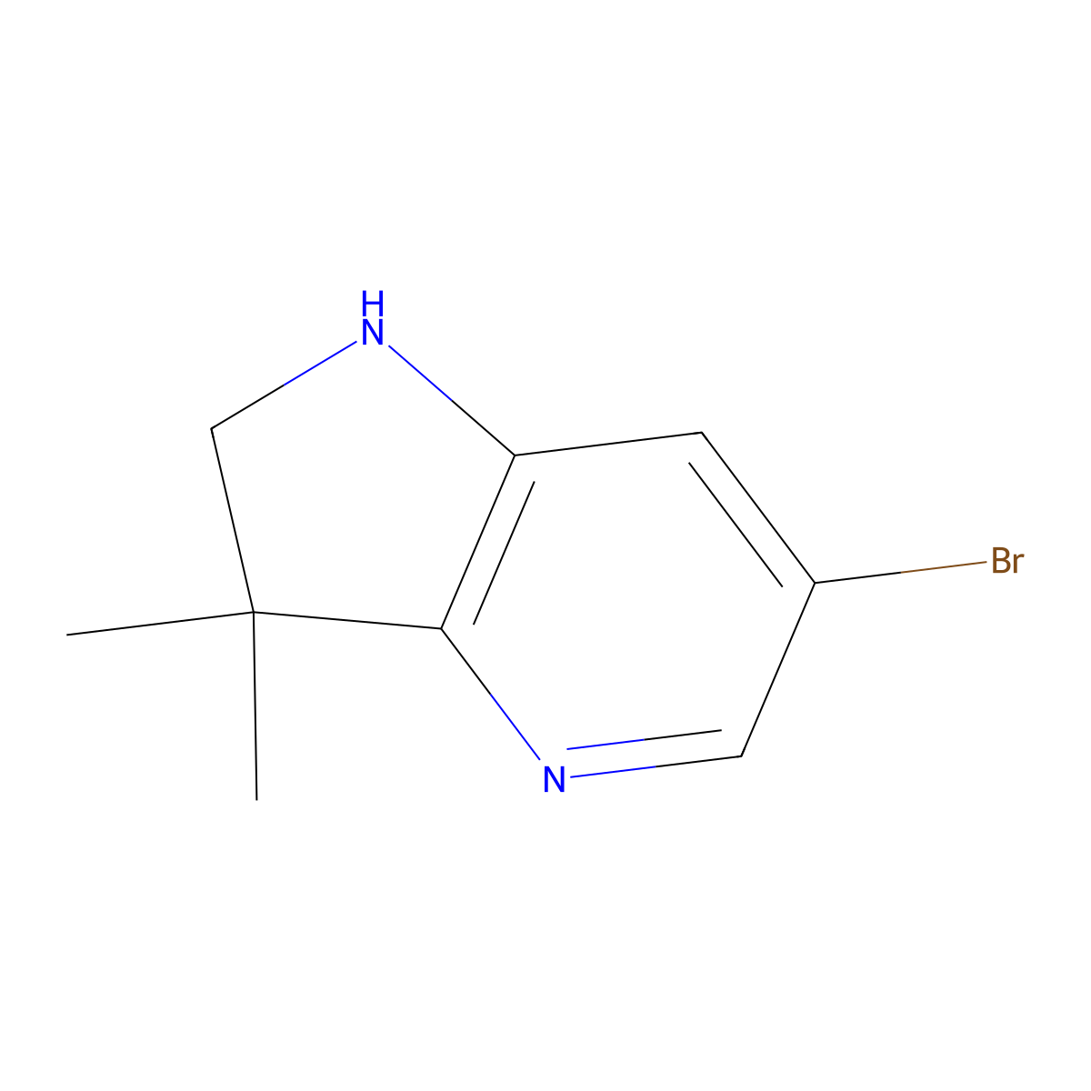 6-bromo-3,3-dimethyl-2,3-dihydro-1H-pyrrolo[3,2-b]pyridine molecular structure, CAS 1259512-11-2