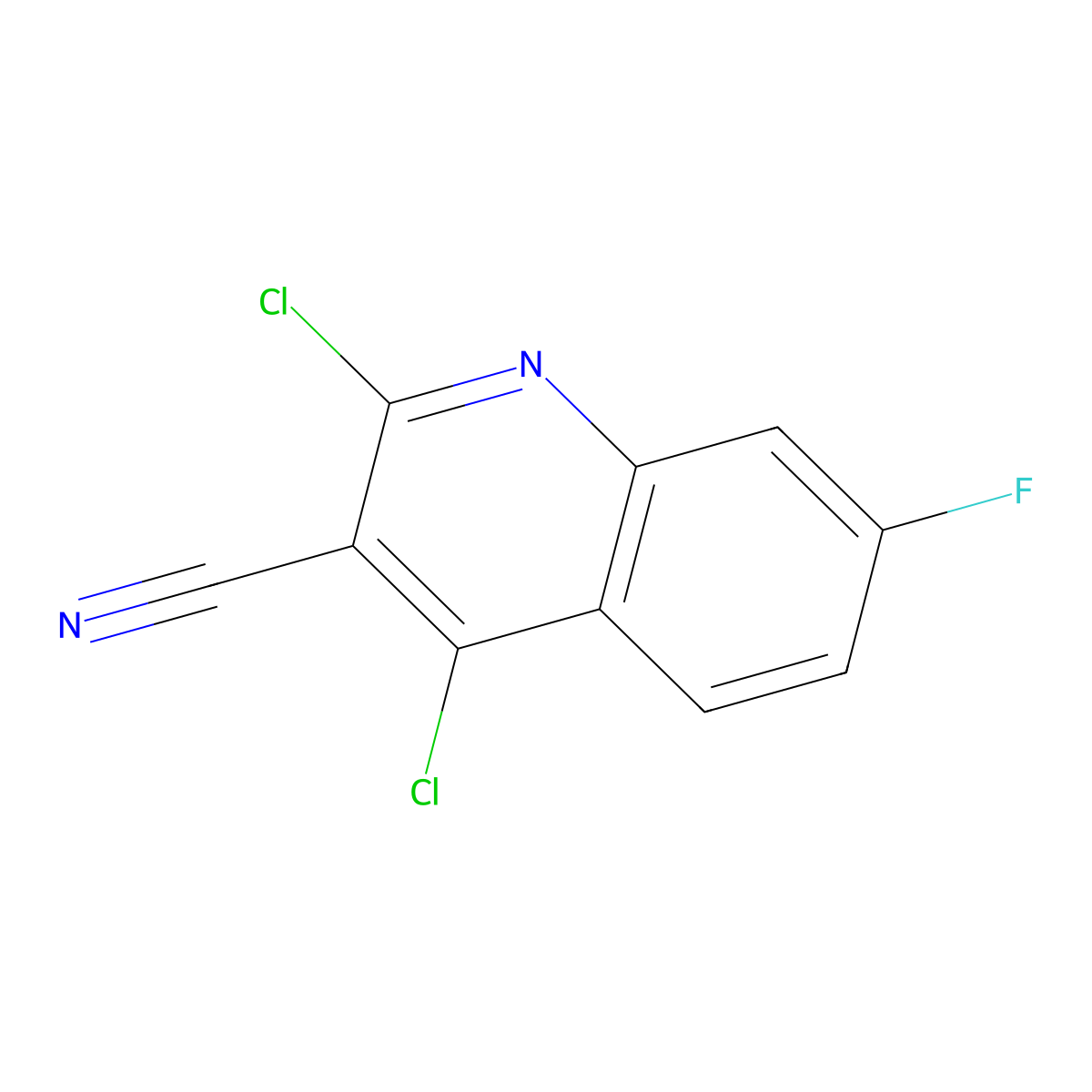 2,4-Dichloro-7-fluoroquinoline-3-carbonitrile molecular structure, CAS 1259512-79-2