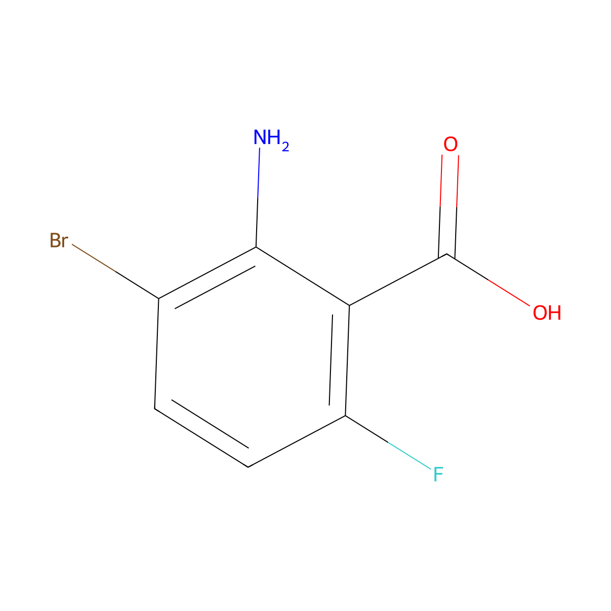 2-Amino-3-bromo-6-fluorobenzoic acid molecular structure, CAS 1259532-72-3