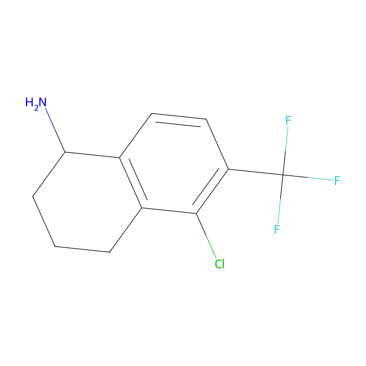 (R)-5-Chloro-6-(trifluoromethyl)-1,2,3,4-tetrahydronaphthalen-1-amine molecular structure, CAS 1259587-32-0