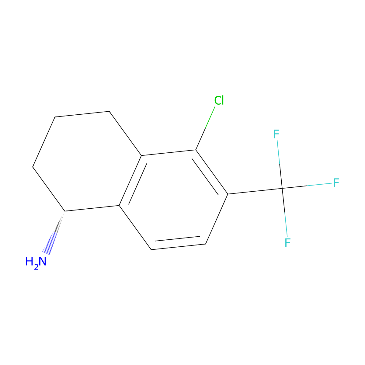 (R)-5-Chloro-6-(trifluoromethyl)-1,2,3,4-tetrahydronaphthalen-1-amine molecular structure, CAS 1259587-32-0