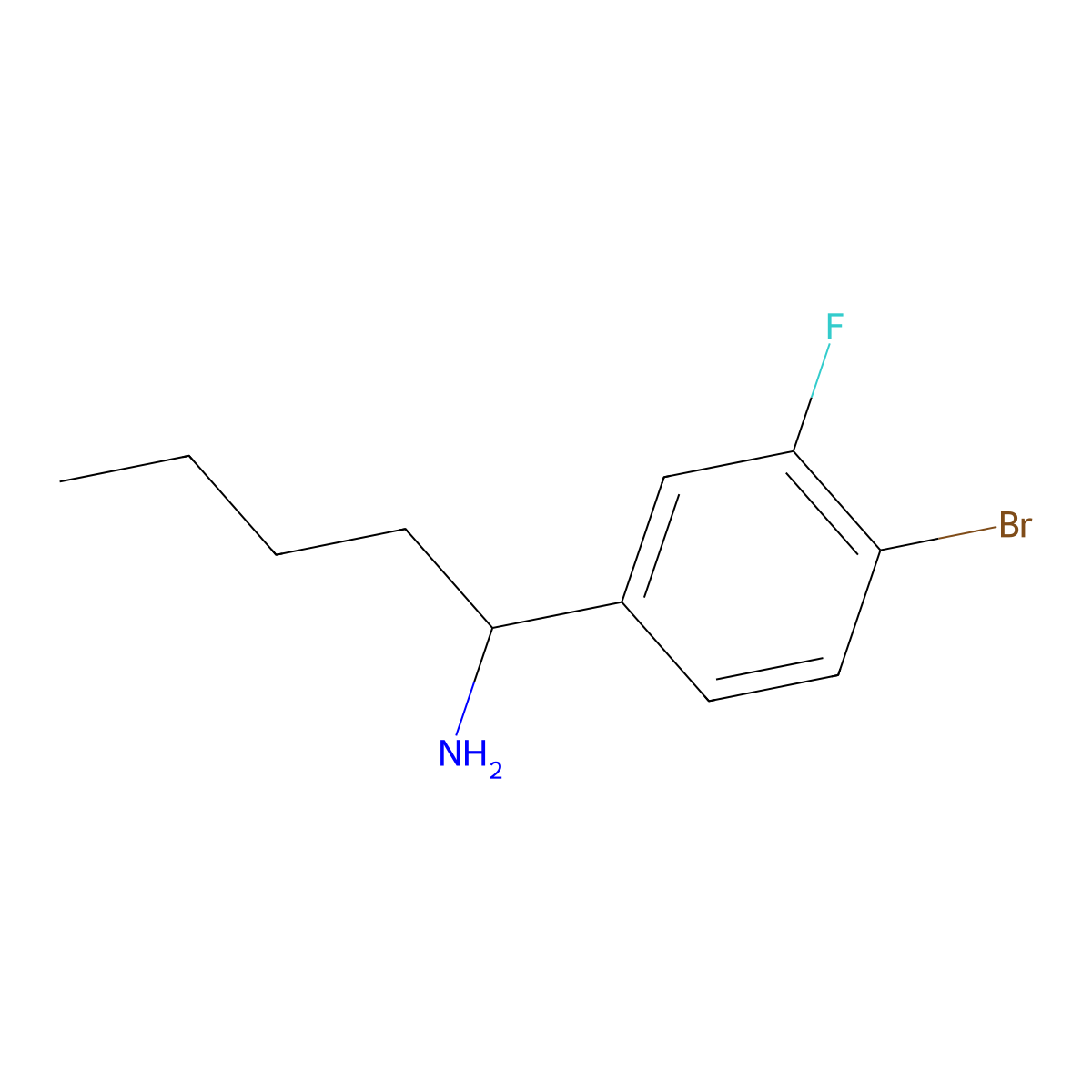 (S)-1-(4-Bromo-3-fluorophenyl)pentan-1-amine molecular structure, CAS 1259598-49-6
