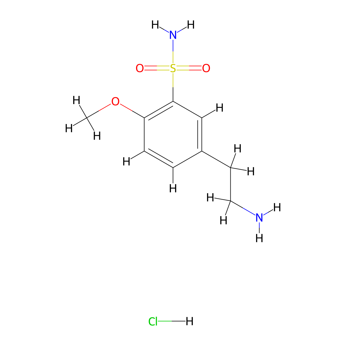 5-(2-Aminoethyl)-2-methoxybenzene-1-sulfonamide hydrochloride molecular structure, CAS 125960-58-9