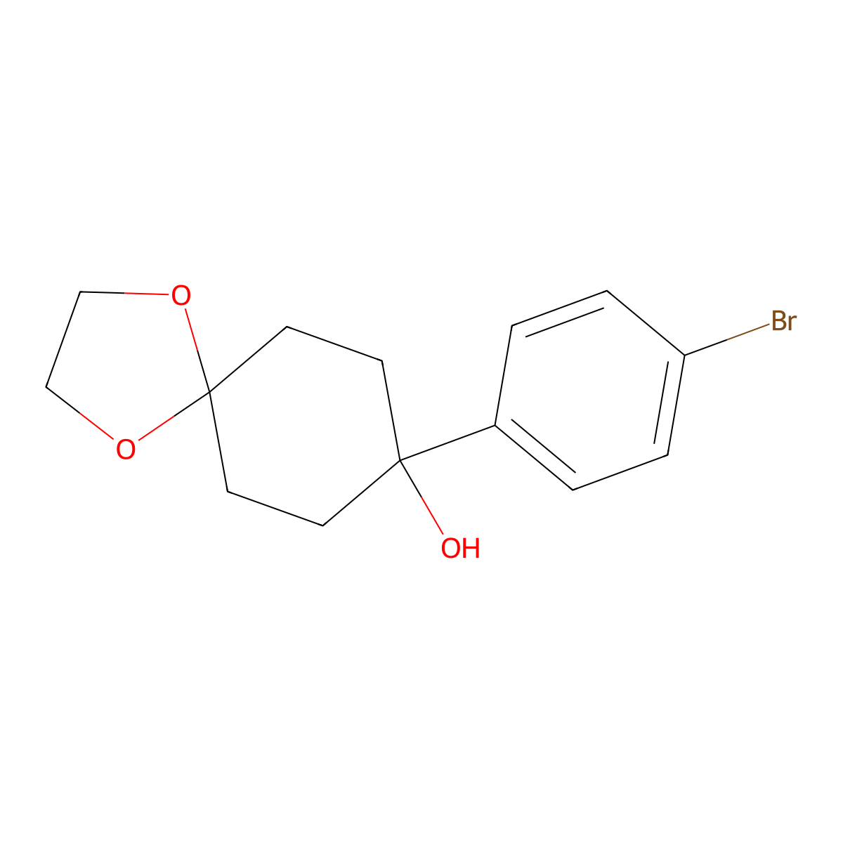 8-(4-Bromophenyl)-1,4-dioxaspiro[4.5]decan-8-ol molecular structure, CAS 125962-59-6