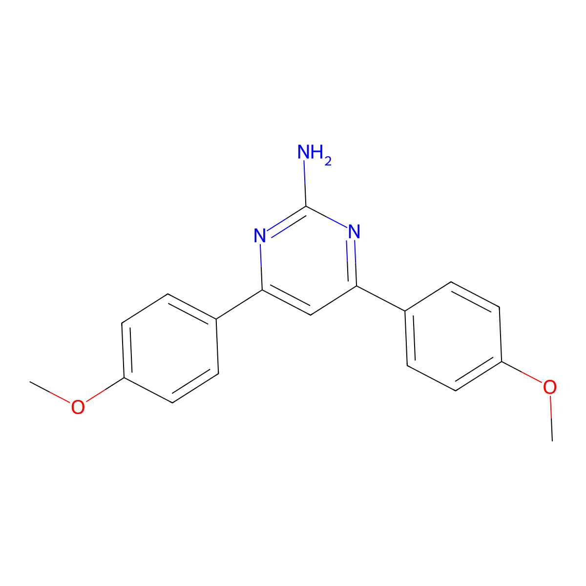 4,6-Bis(4-methoxyphenyl)pyrimidin-2-amine molecular structure, CAS 125968-55-0