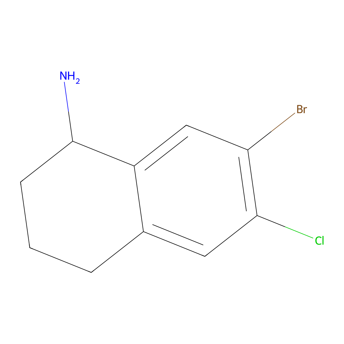 (R)-7-Bromo-6-chloro-1,2,3,4-tetrahydronaphthalen-1-amine molecular structure, CAS 1259690-80-6