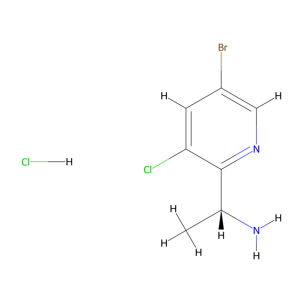 (R)-1-(5-Bromo-3-chloropyridin-2-yl)ethan-1-amine hydrochloride molecular structure, CAS 1259693-85-0