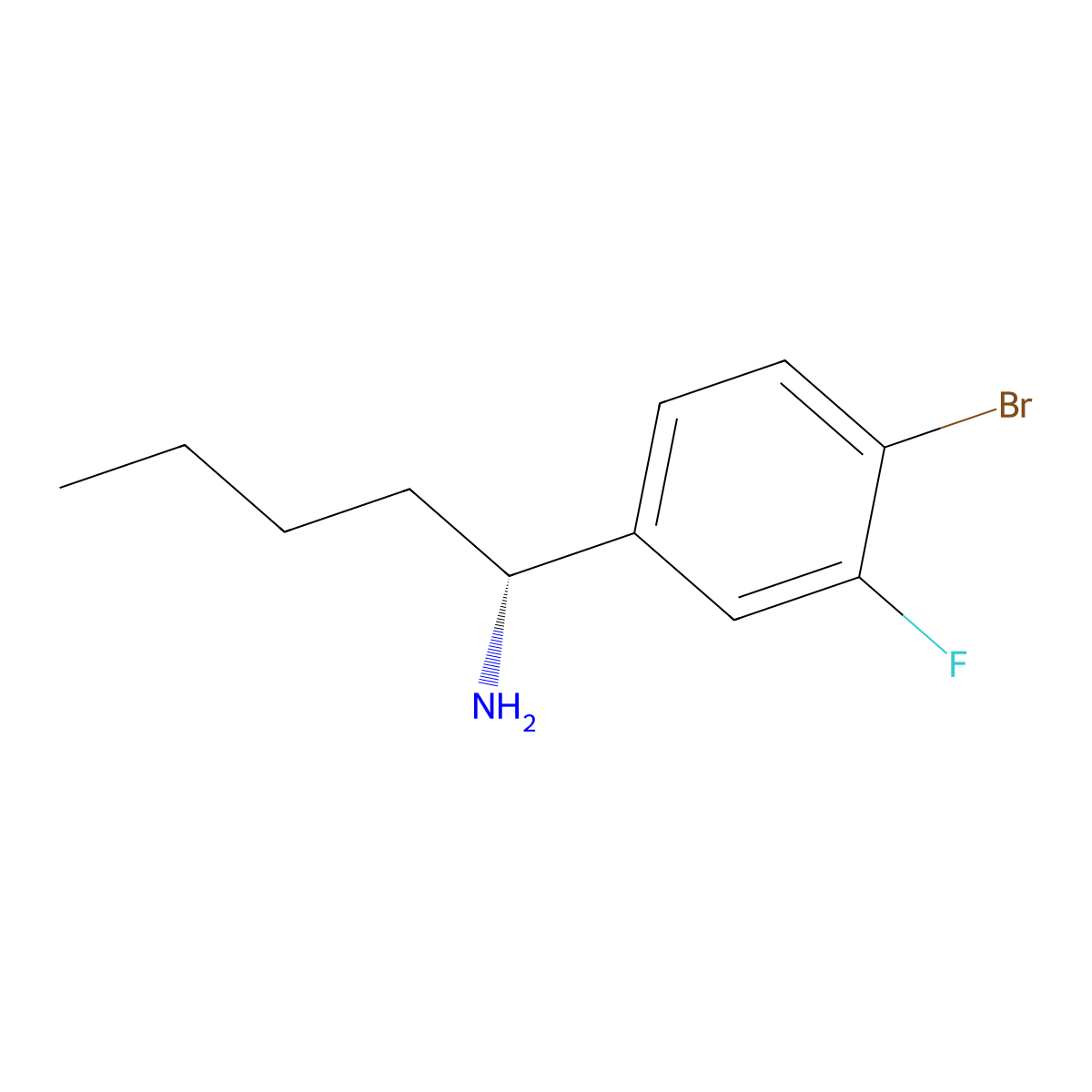 (R)-1-(4-Bromo-3-fluorophenyl)pentan-1-amine molecular structure, CAS 1259722-30-9