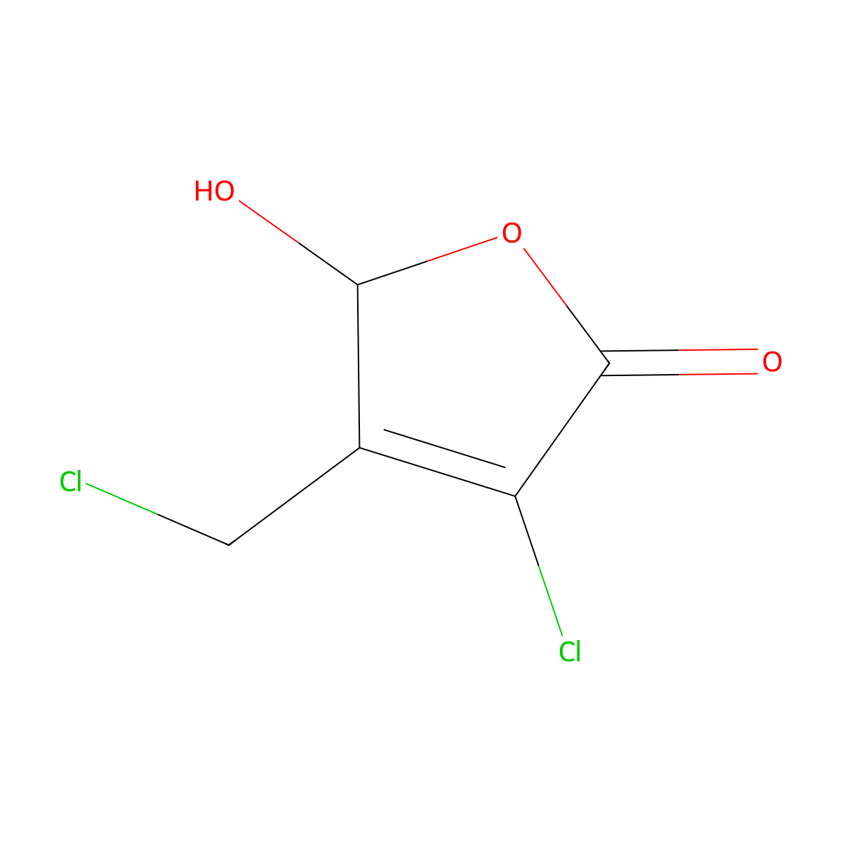 3-chloro-4-(chloromethyl)-5-hydroxy-2(5H)-furanone molecular structure, CAS 125974-08-5