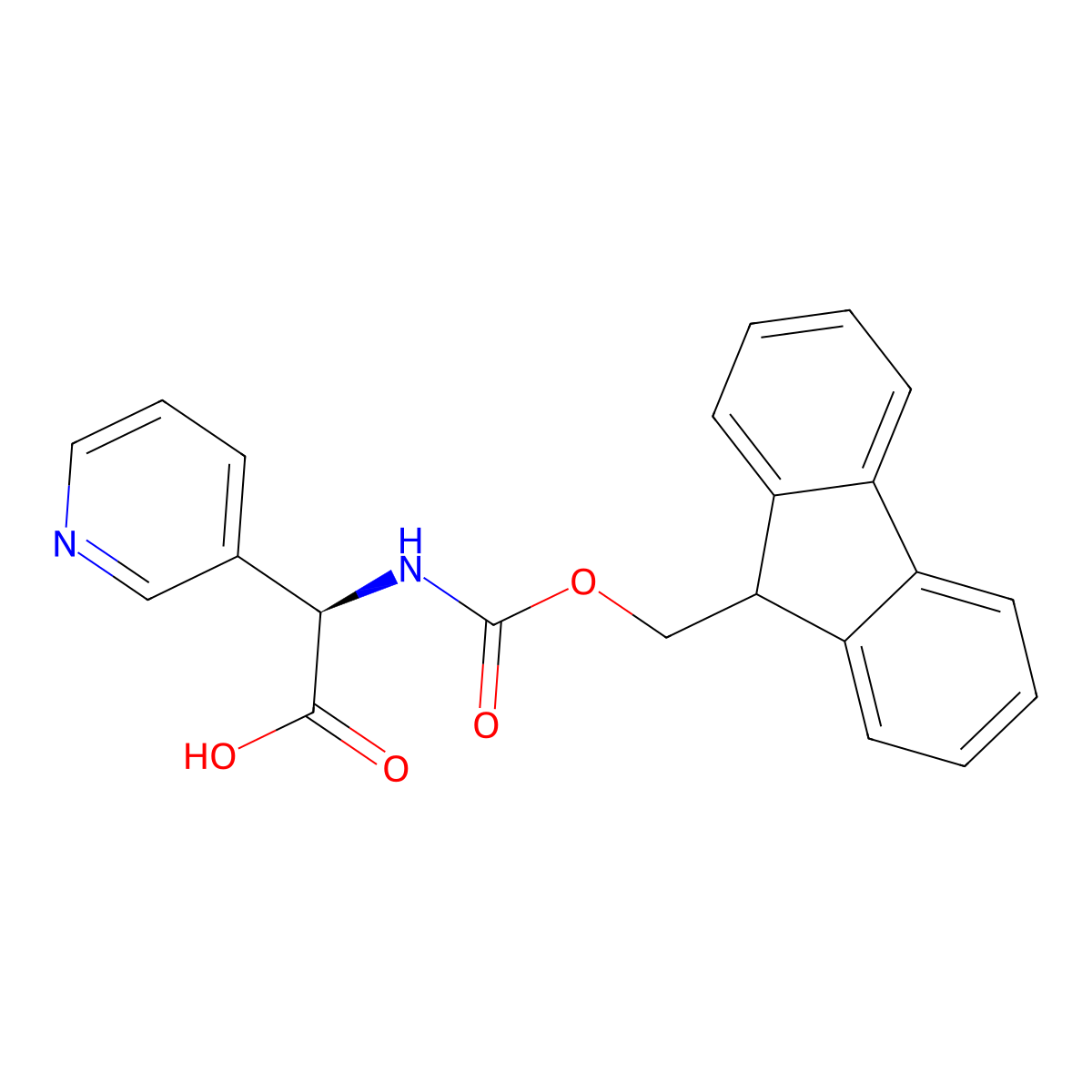 (R)-2-((((9H-Fluoren-9-yl)methoxy)carbonyl)amino)-2-(pyridin-3-yl)acetic acid molecular structure, CAS 1259772-07-0