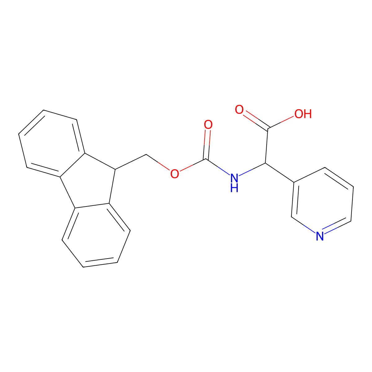 (S)-[(9H-Fluoren-9-ylmethoxycarbonylamino)]-pyridin-3-YL-acetic acid molecular structure, CAS 1259772-12-7