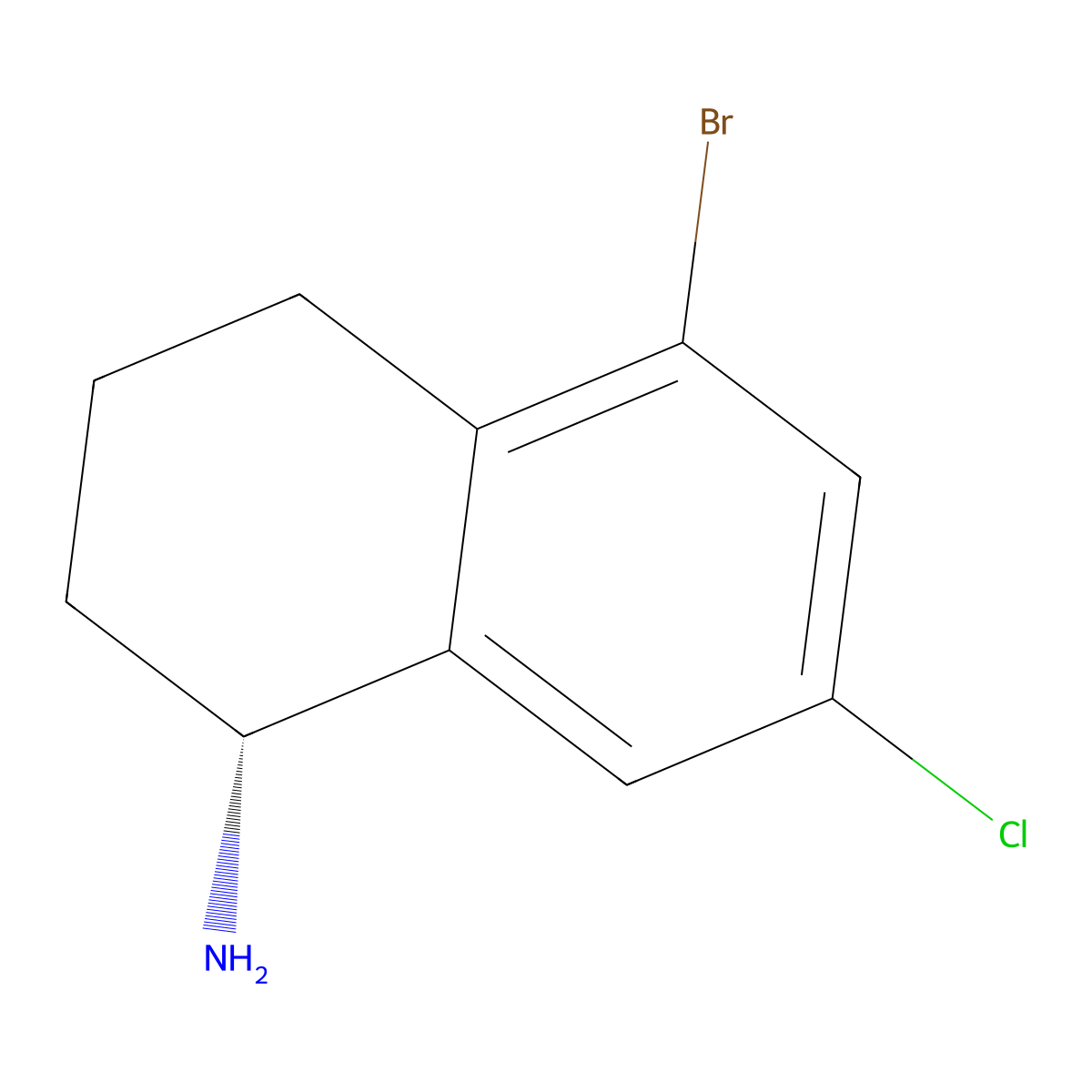 (R)-5-Bromo-7-chloro-1,2,3,4-tetrahydronaphthalen-1-amine molecular structure, CAS 1259774-68-9