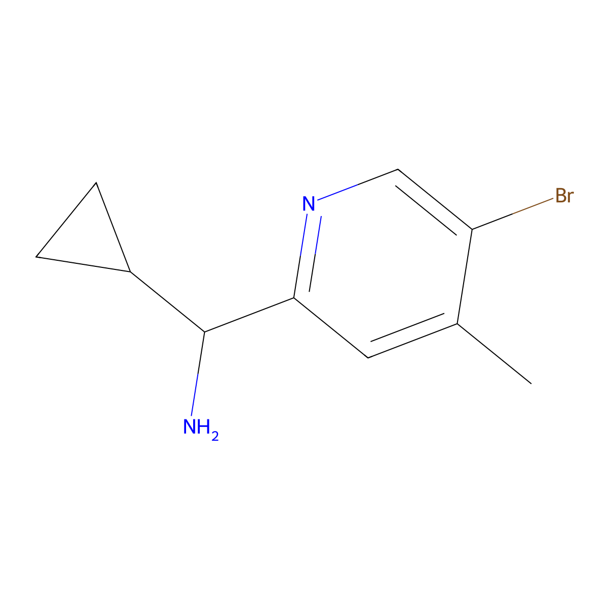 (R)-(5-Bromo-4-methylpyridin-2-yl)(cyclopropyl)methanamine molecular structure, CAS 1259781-68-4