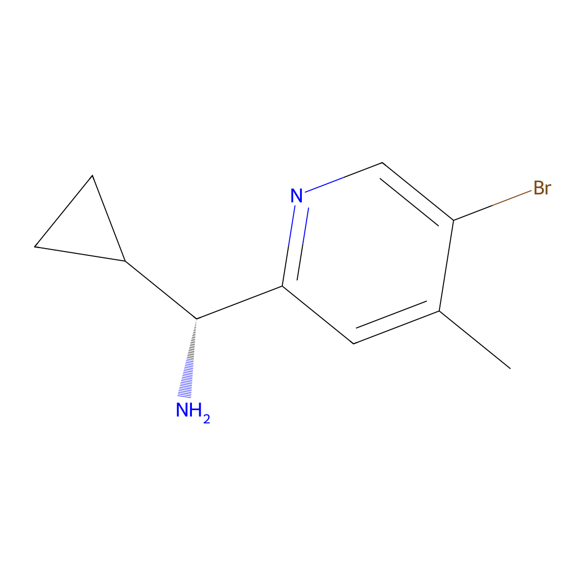 (R)-(5-Bromo-4-methylpyridin-2-yl)(cyclopropyl)methanamine molecular structure, CAS 1259781-68-4