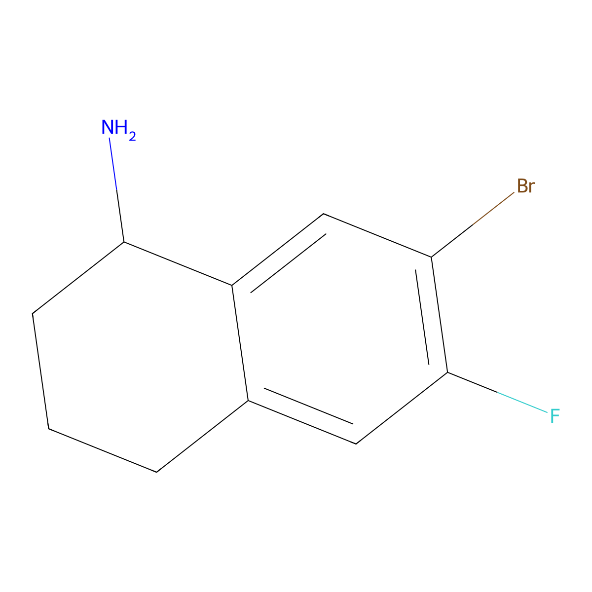 (R)-7-Bromo-6-fluoro-1,2,3,4-tetrahydronaphthalen-1-amine molecular structure, CAS 1259782-82-5