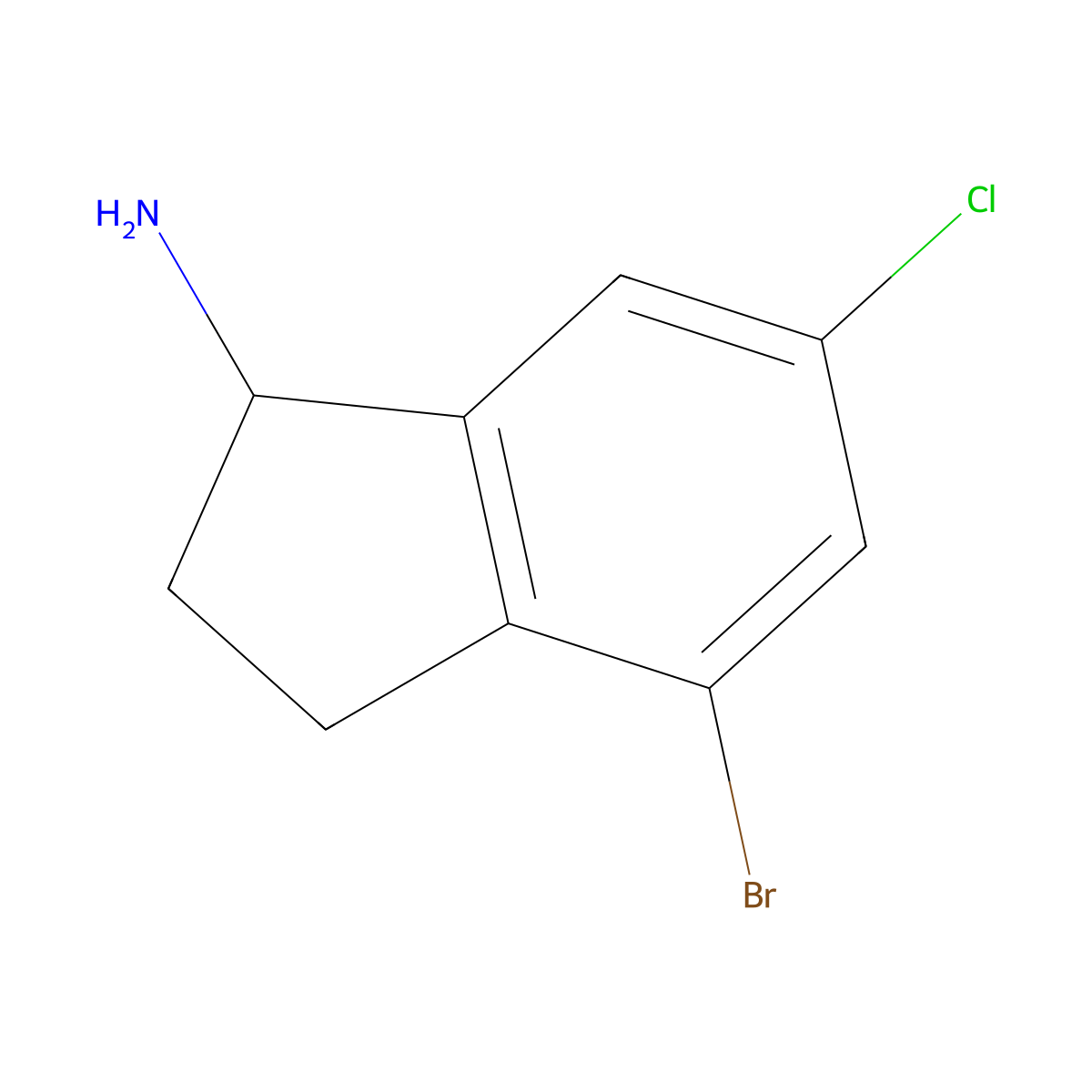(R)-4-Bromo-6-chloro-2,3-dihydro-1H-inden-1-amine molecular structure, CAS 1259787-27-3