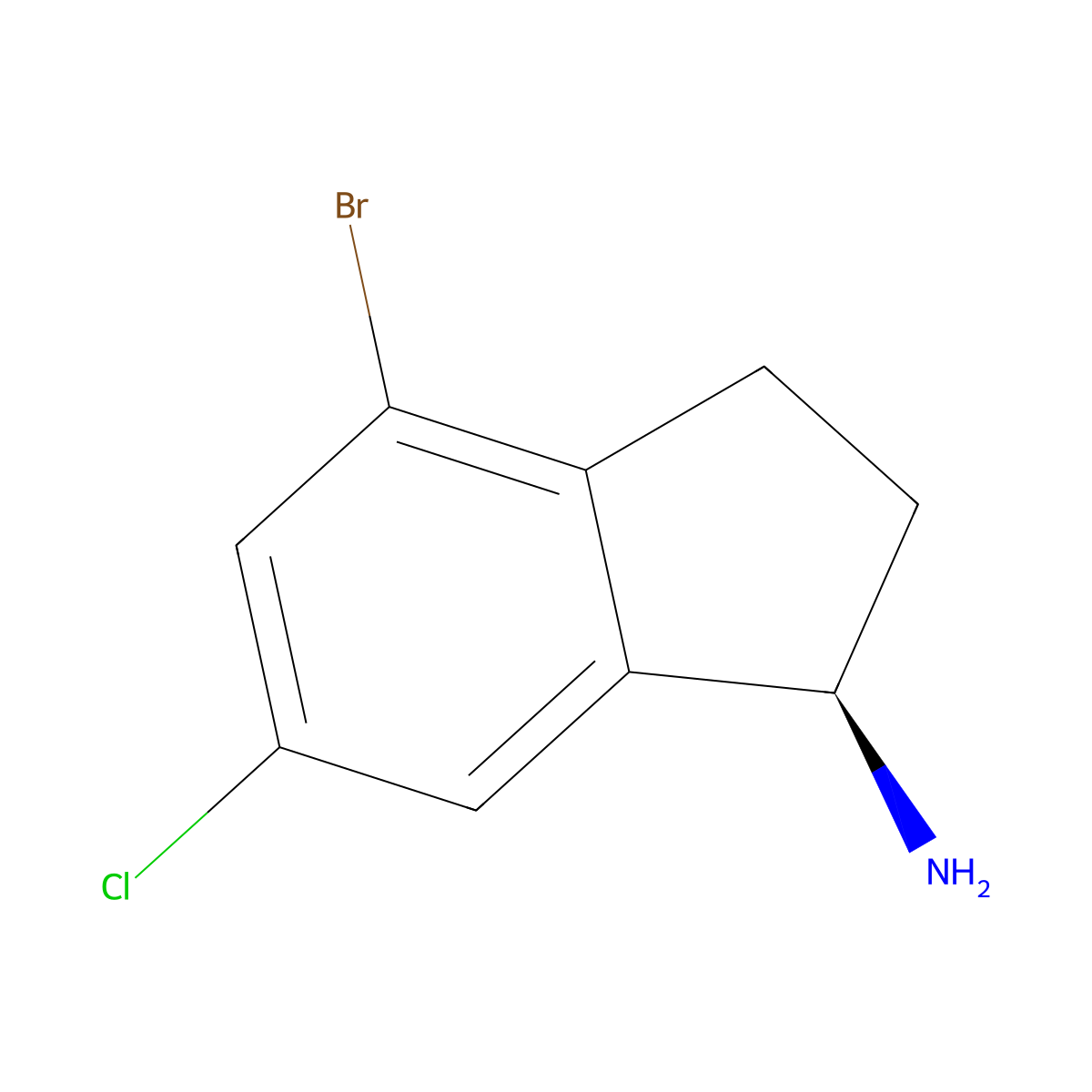 (R)-4-Bromo-6-chloro-2,3-dihydro-1H-inden-1-amine molecular structure, CAS 1259787-27-3