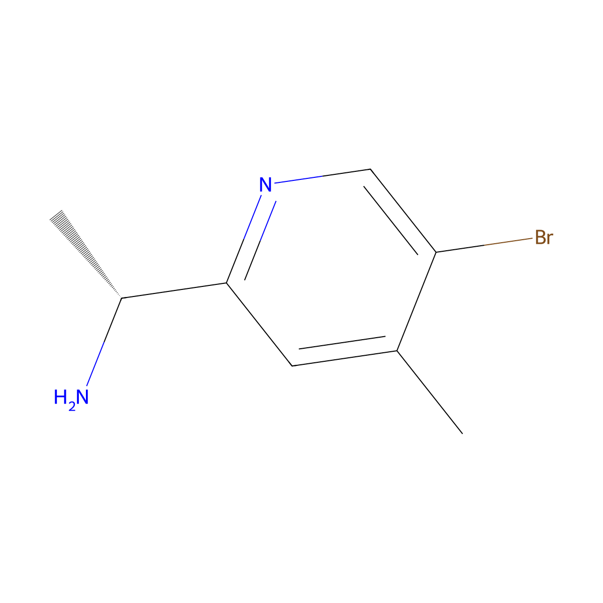 (R)-1-(5-Bromo-4-methylpyridin-2-yl)ethan-1-amine molecular structure, CAS 1259790-39-0
