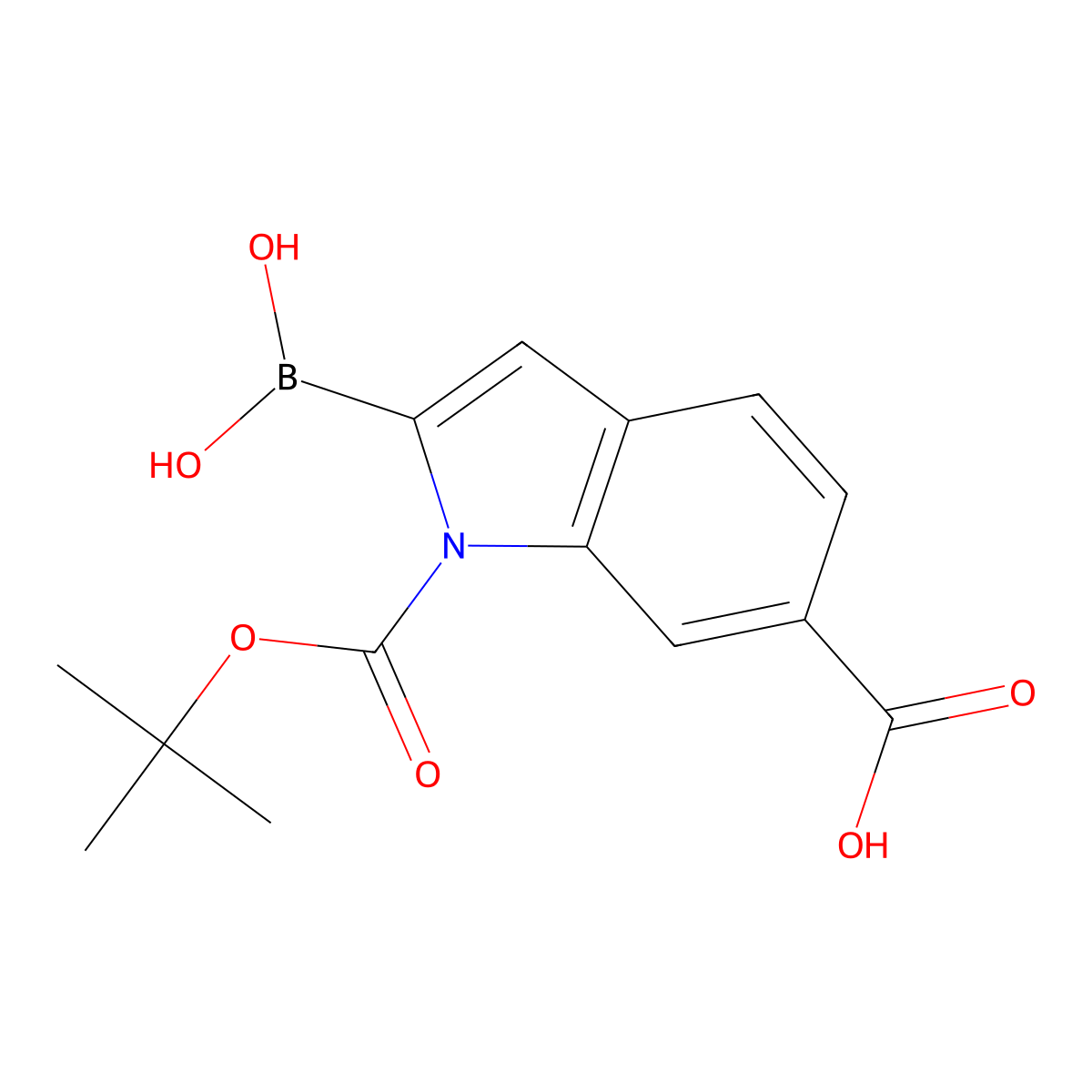 2-Borono-1-(tert-butoxycarbonyl)-1H-indole-6-carboxylic acid molecular structure, CAS 1259851-76-7