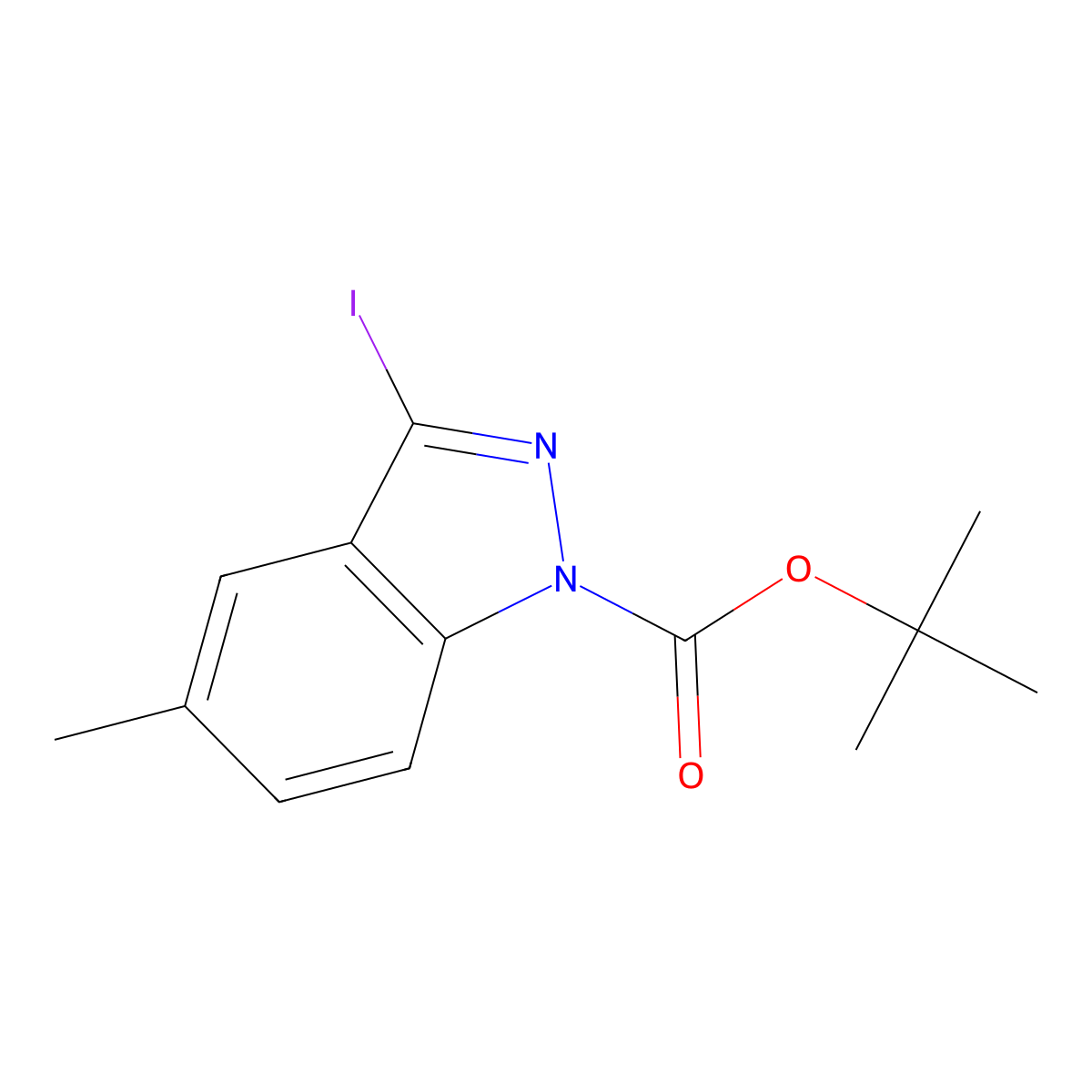 tert-butyl 3-iodo-5-methyl-1H-indazole-1-carboxylate molecular structure, CAS 1259851-81-4