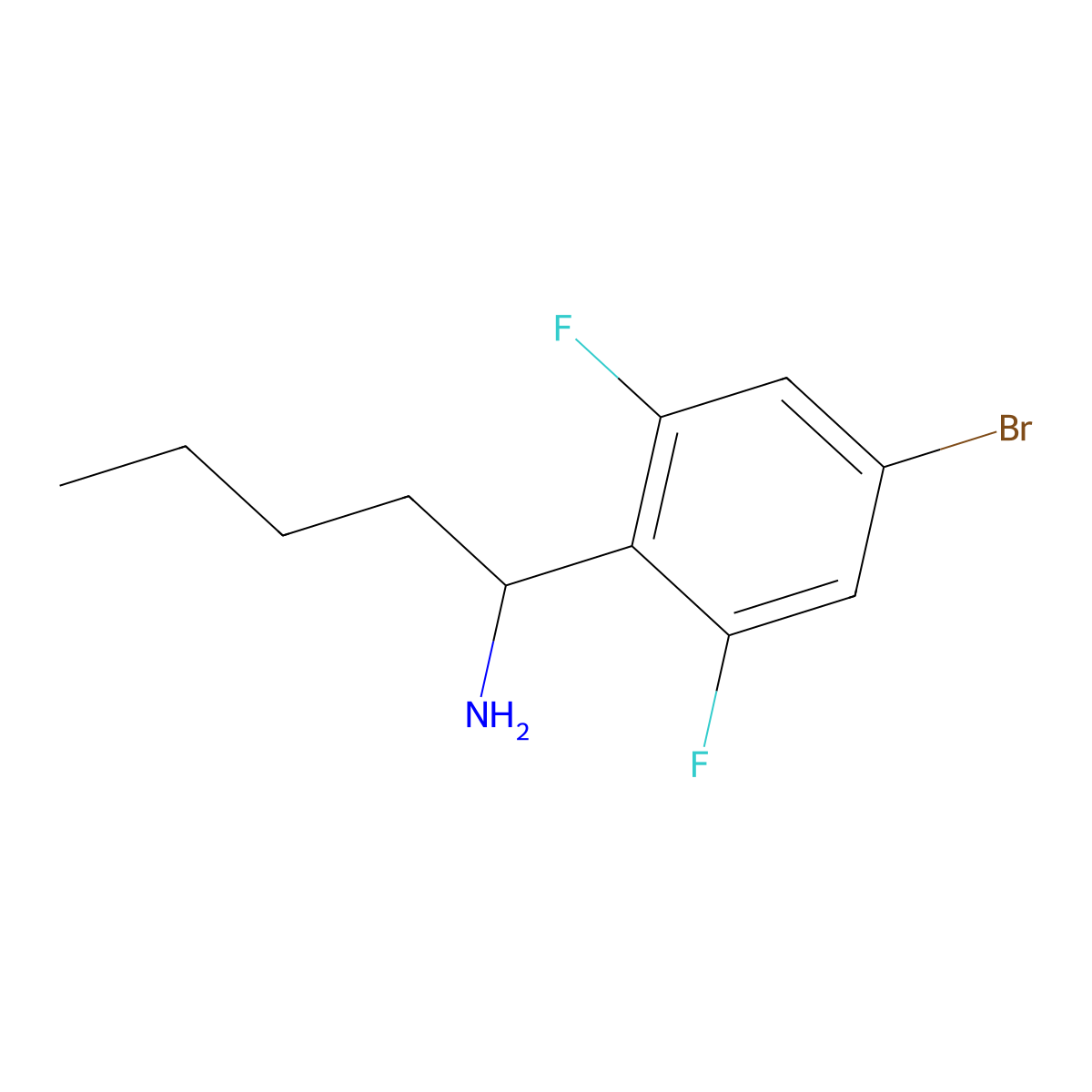 (S)-1-(4-Bromo-2,6-difluorophenyl)pentan-1-amine molecular structure, CAS 1259852-09-9