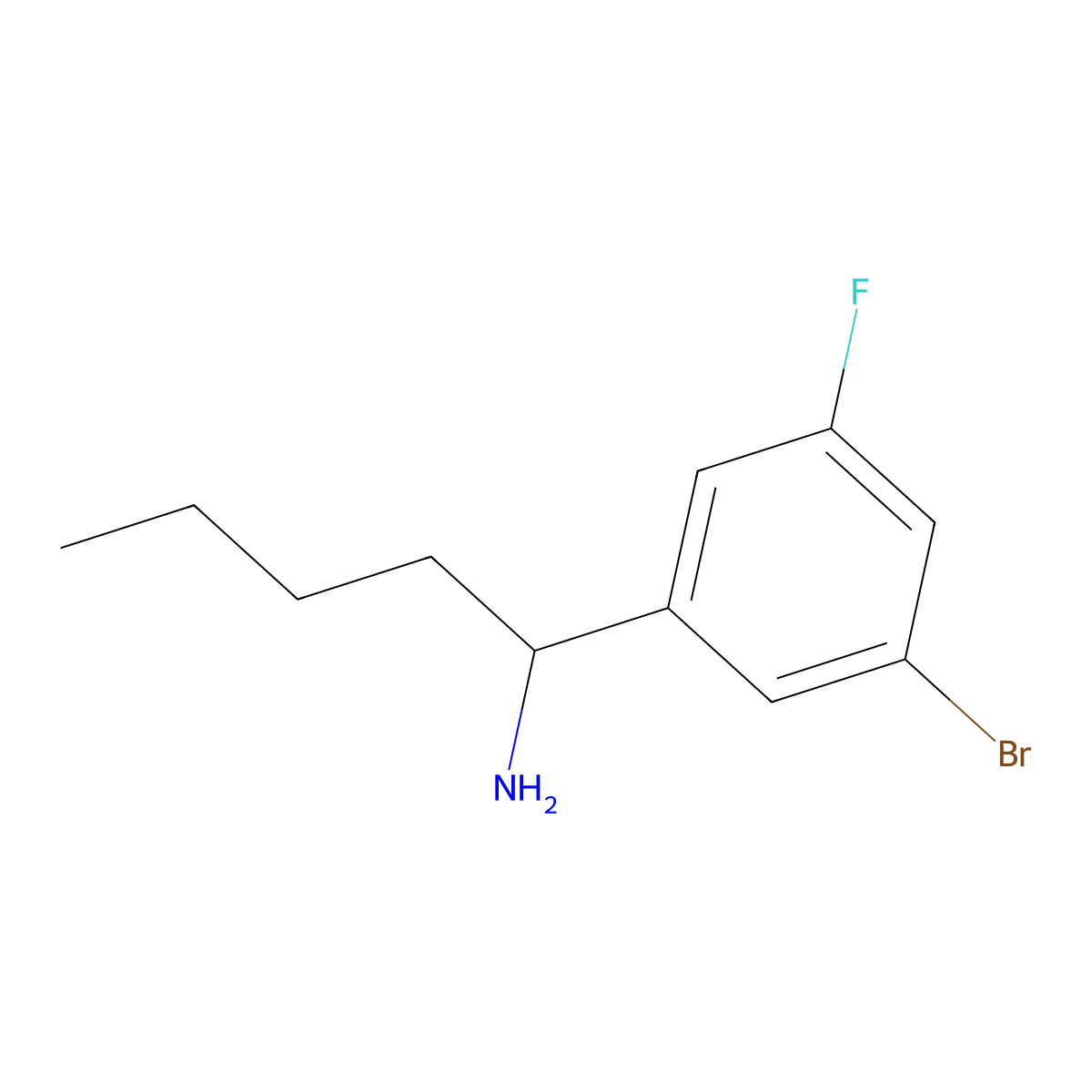 (R)-1-(3-Bromo-5-fluorophenyl)pentan-1-amine molecular structure, CAS 1259852-28-2