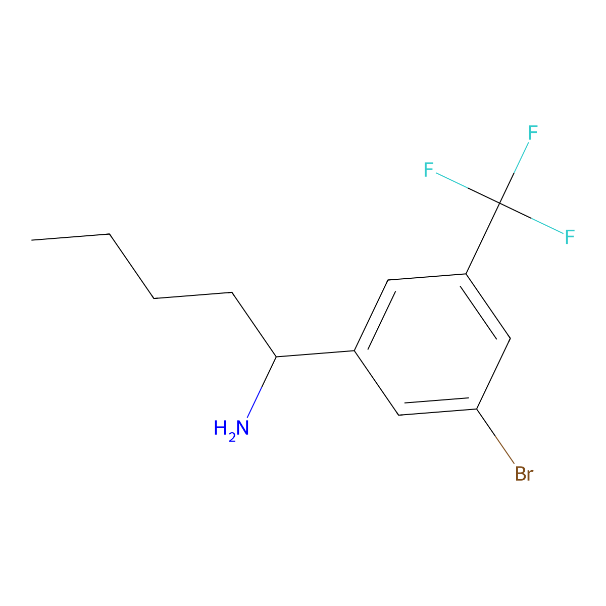 (S)-1-(3-Bromo-5-(trifluoromethyl)phenyl)pentan-1-amine molecular structure, CAS 1259856-98-8