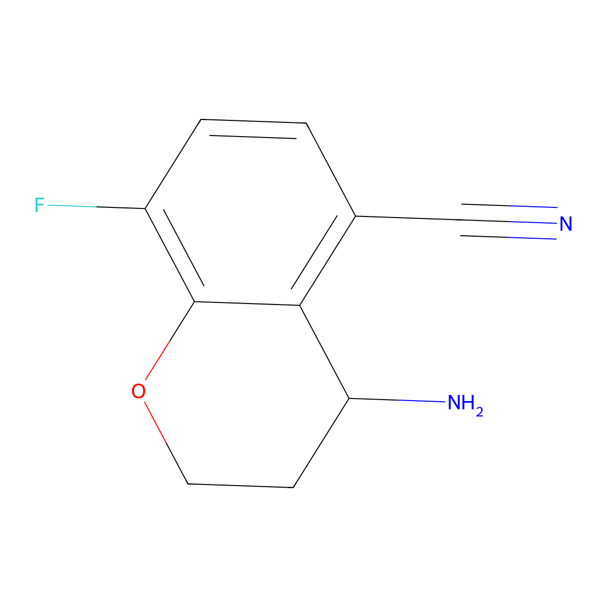 (4R)-4-Amino-8-fluoro-3,4-dihydro-2H-1-benzopyran-5-carbonitrile molecular structure, CAS 1259857-65-2