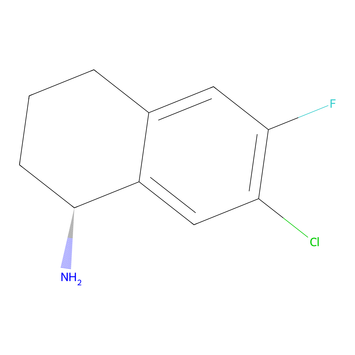 (R)-7-Chloro-6-fluoro-1,2,3,4-tetrahydronaphthalen-1-amine molecular structure, CAS 1259868-22-8