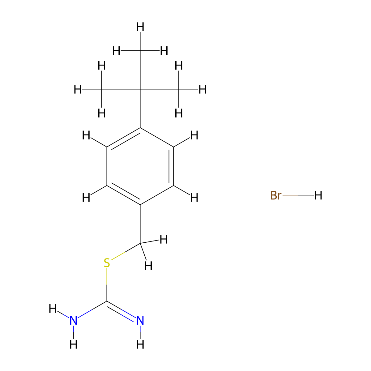 {[(4-tert-Butylphenyl)methyl]sulfanyl}methanimidamide hydrobromide molecular structure, CAS 125988-33-2