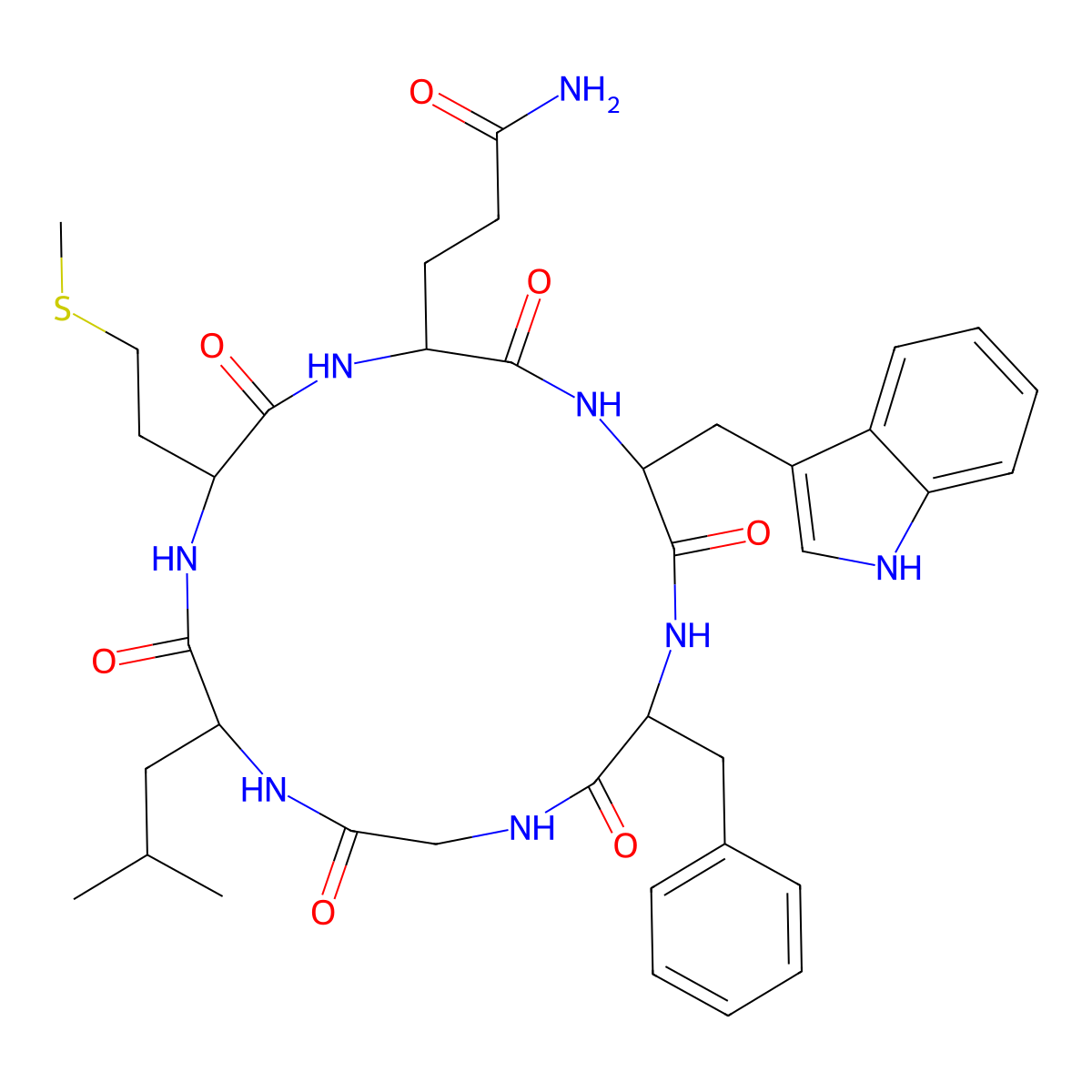 Cyclo(Gln-Trp-Phe-Gly-Leu-Met) molecular structure, CAS 125989-12-0