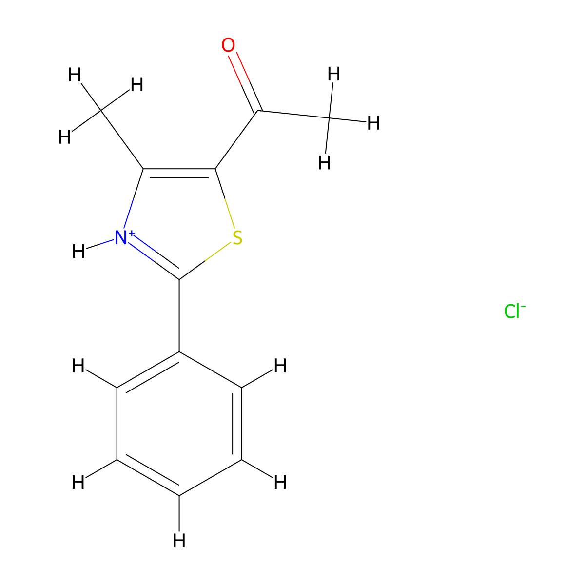 5-Acetyl-4-methyl-2-phenyl-1,3-thiazol-3-ium chloride molecular structure, CAS 125989-57-3