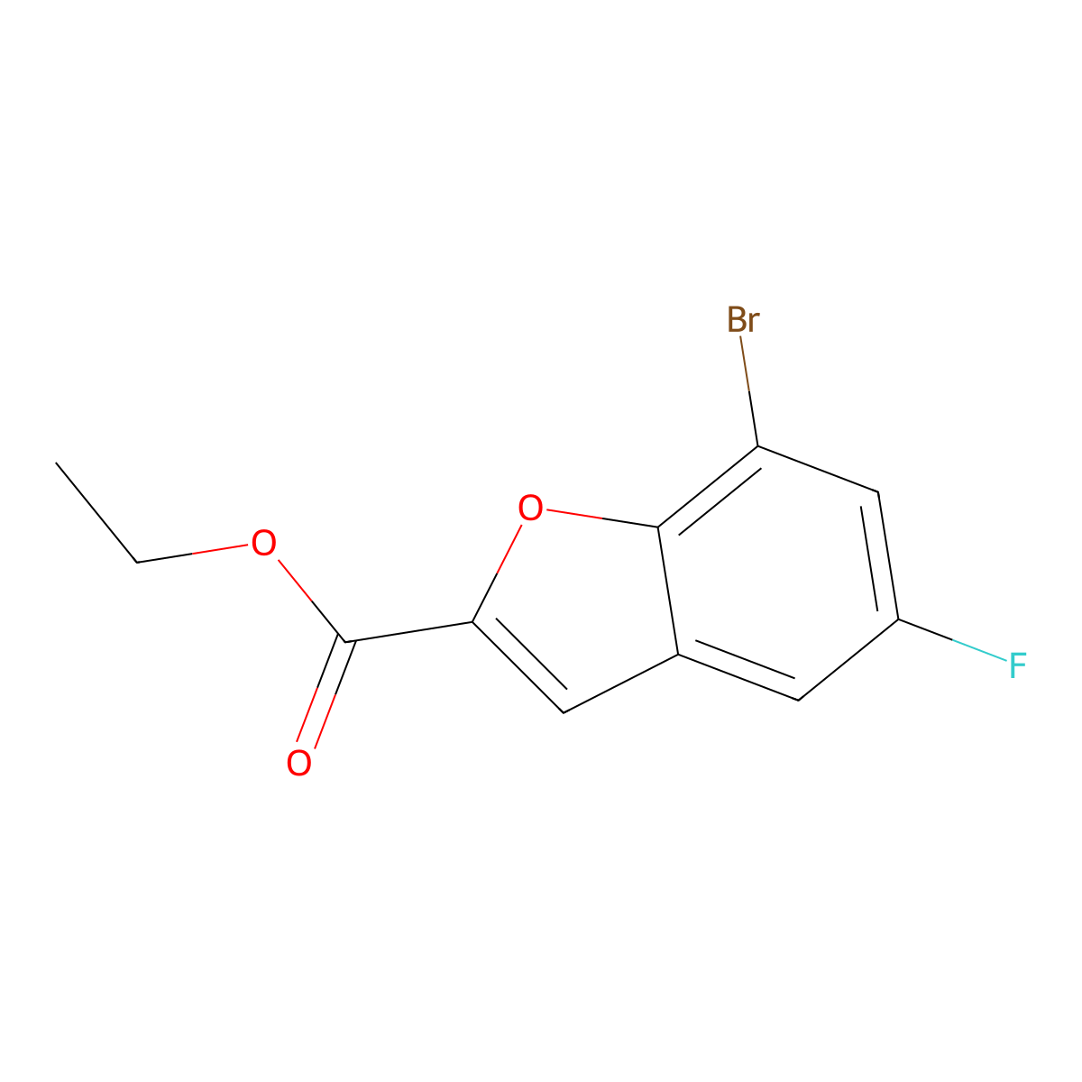 Ethyl 7-bromo-5-fluorobenzofuran-2-carboxylate molecular structure, CAS 1259929-80-0